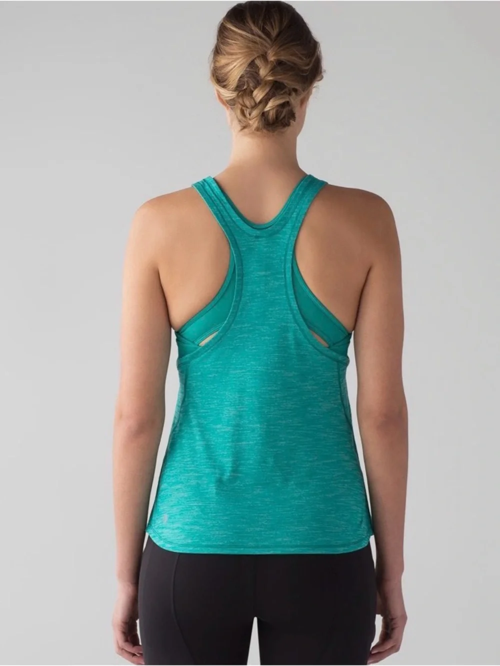 Lululemon Glide and Stride Tank Size 10 Heathered Black 2 in 1
